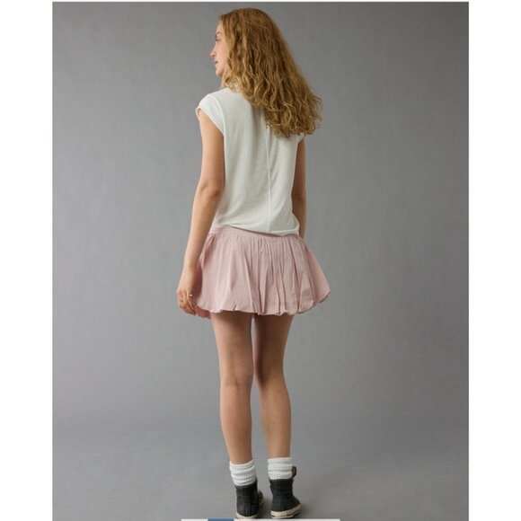 NEW American Eagle Stretch Bubble Mini Skort Skirt Mid-Rise Hushed Violet 14 - Picture 2 of 12
